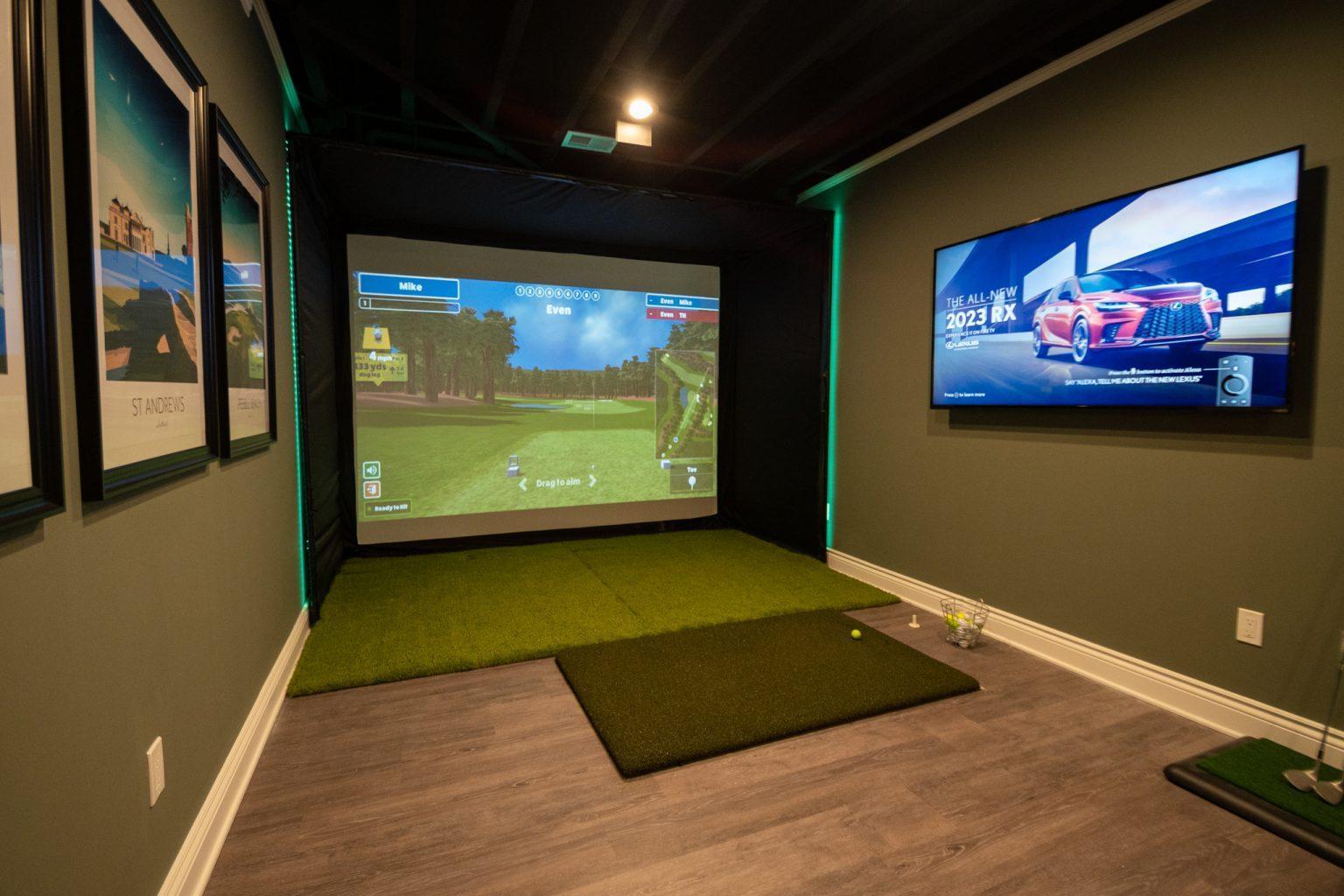 Finished Basement in Clarkston, MI with a Golf Simulator