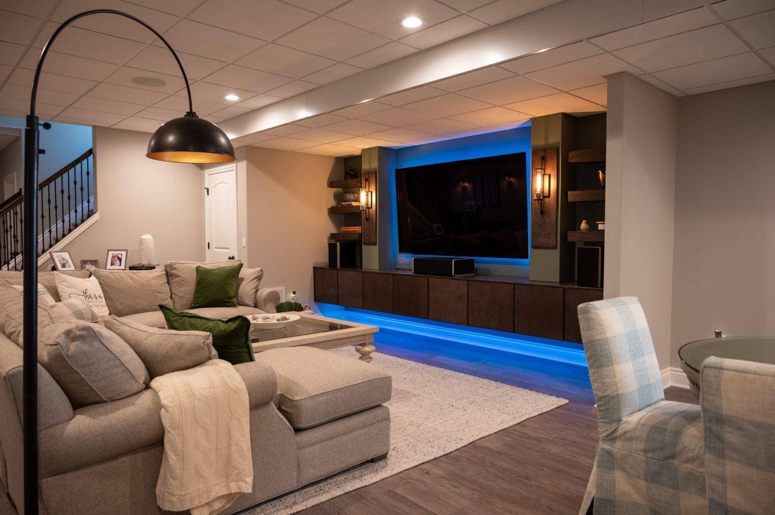 Finished Basement in Clarkston, MI with a Golf Simulator