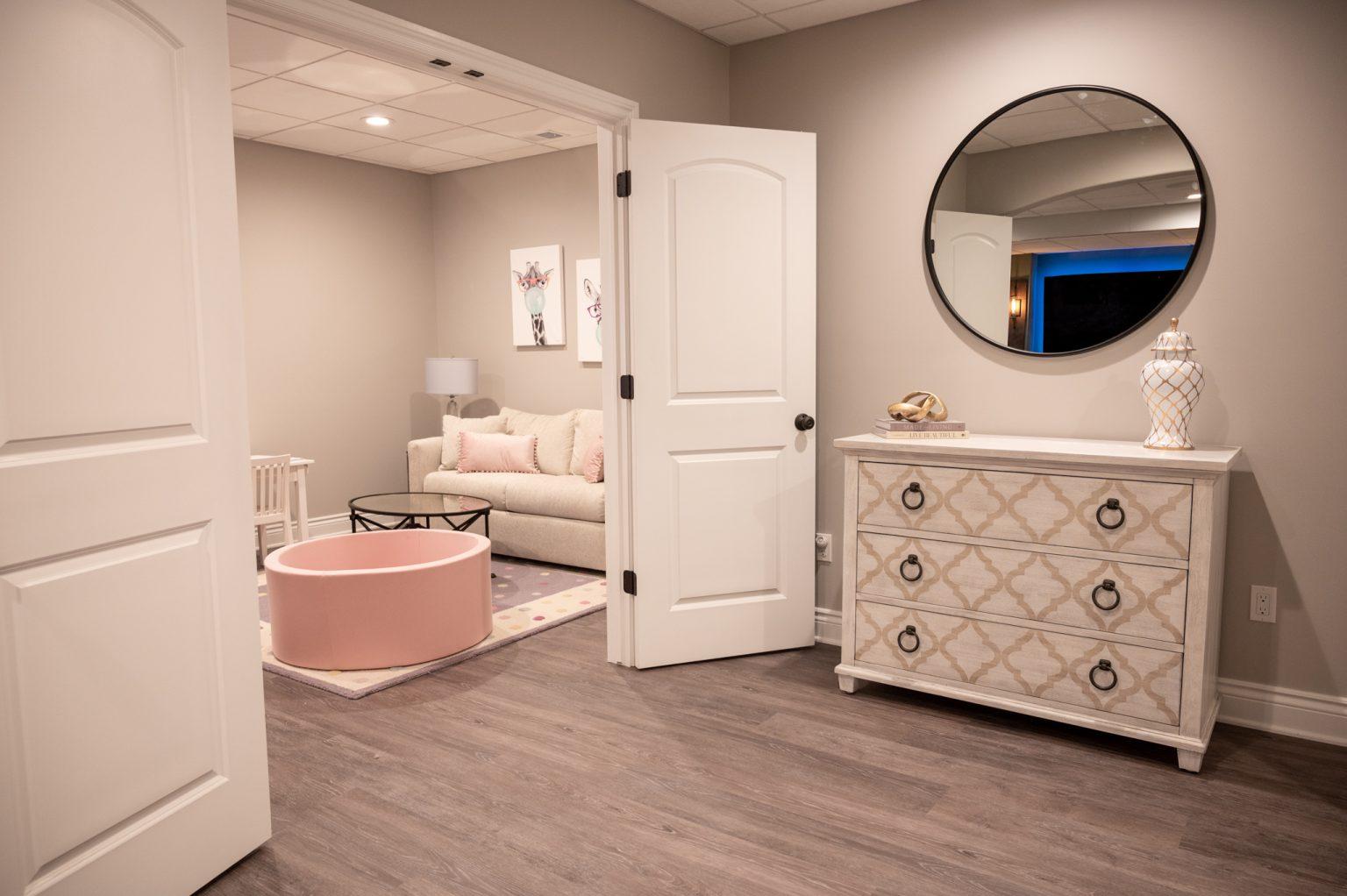 Finished Basement in Clarkston, MI with a Golf Simulator