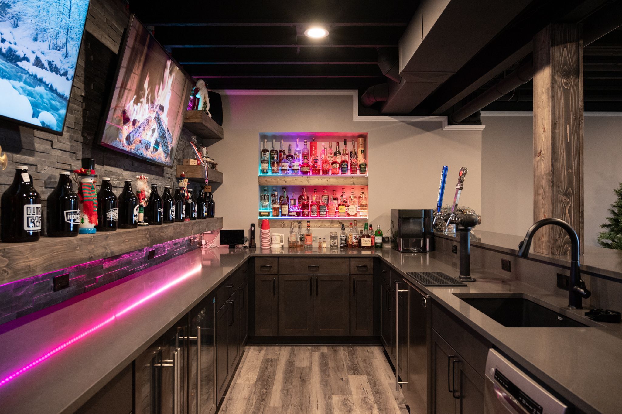 Finished Basement with Bar, Bathroom, Gym and Secret Room in Ann Arbor, MI
