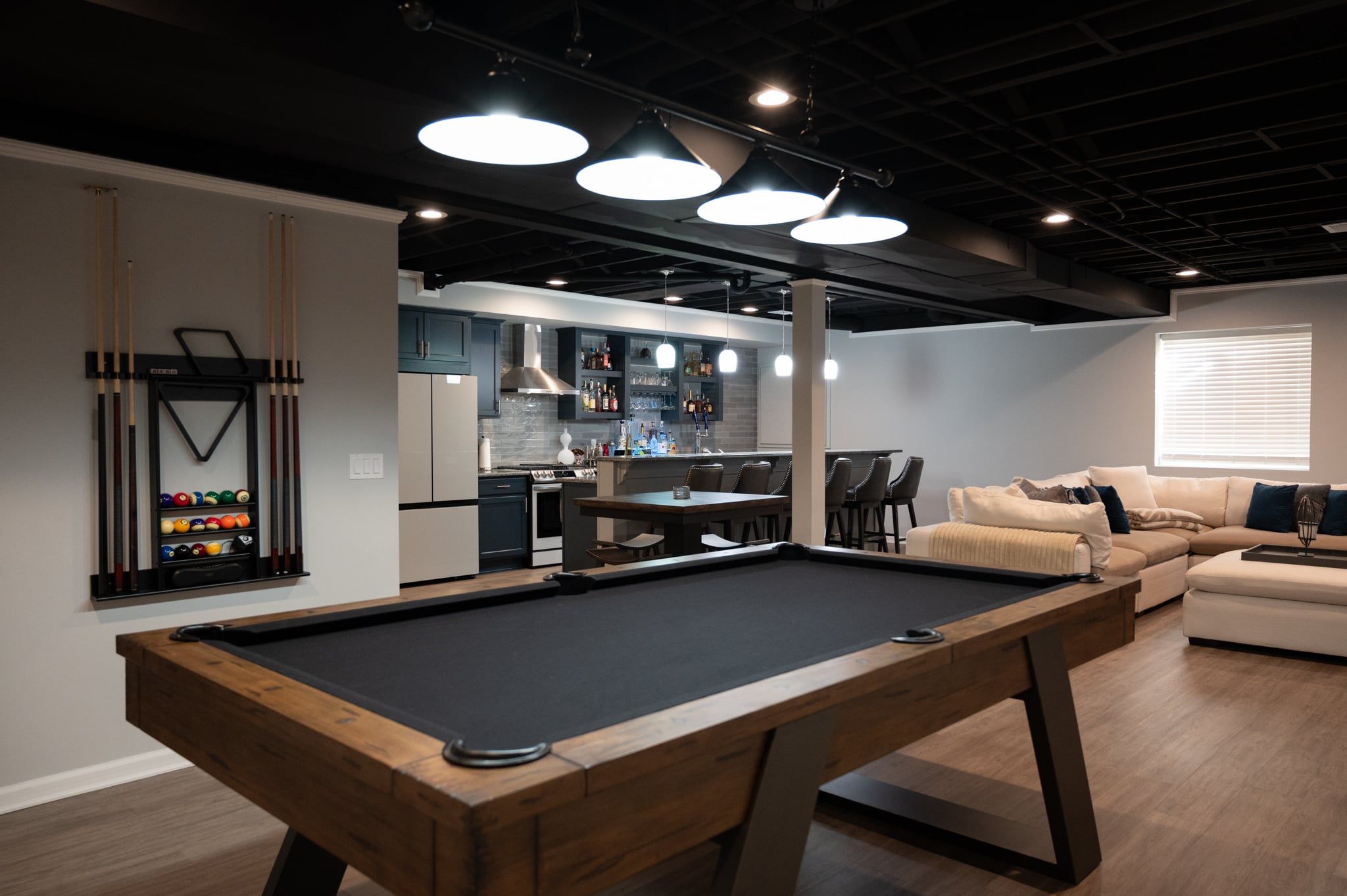 Finished Basement with Bar, Wine Room and Full Bath in Troy, MI