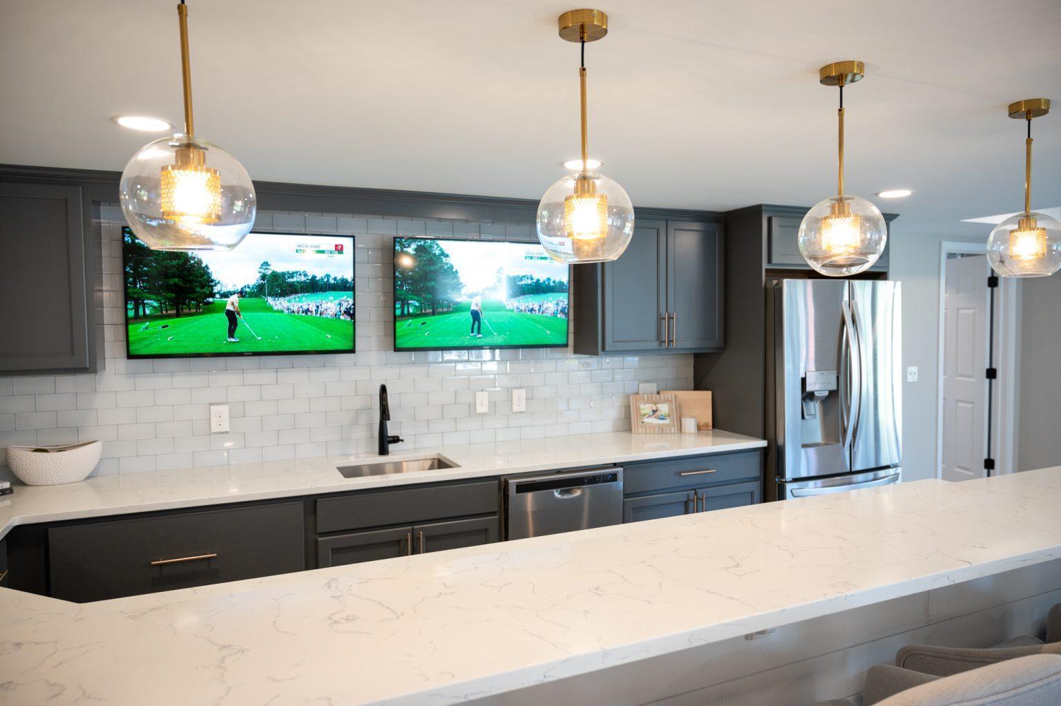 Finished Basement with Bar, Wine Room and Guest Room in Northville, MI