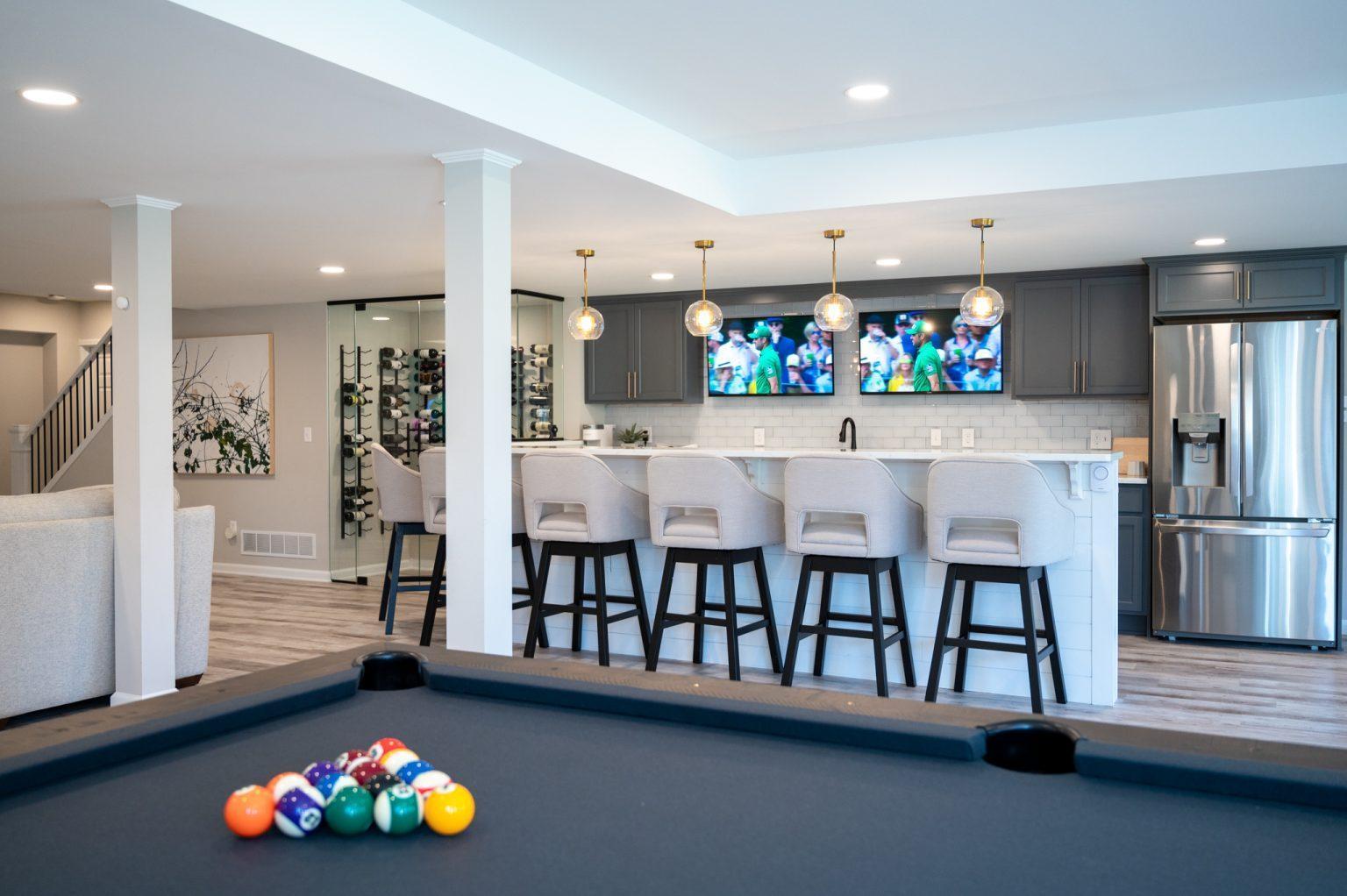 Finished Basement with Bar, Wine Room and Guest Room in Northville, MI