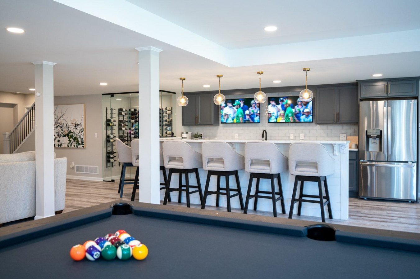 Finished Basement with Bar, Wine Room and Guest Room in Northville, MI