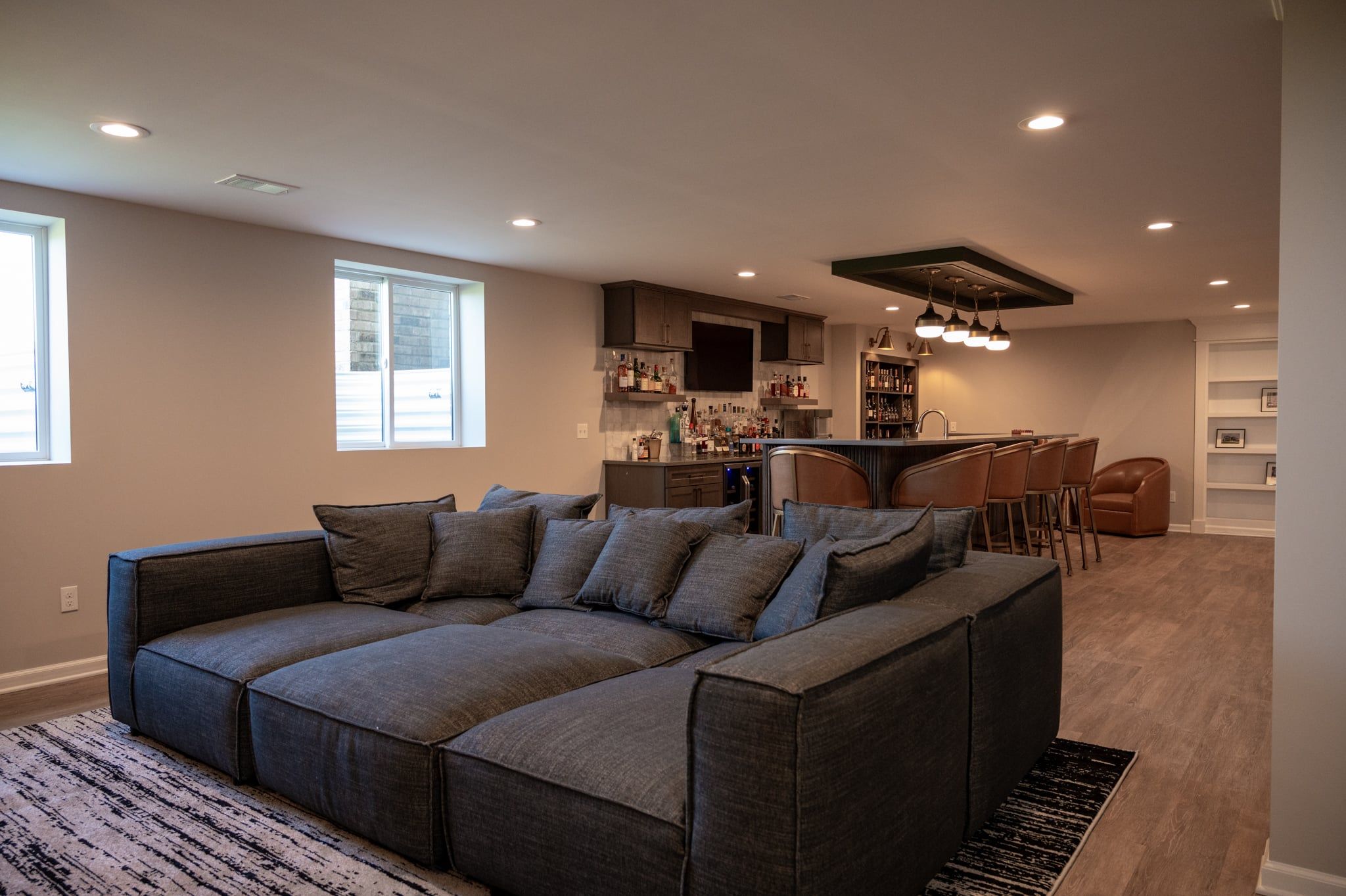 Finished Basement with Custom Bar, Jam Room, Home Gym in Oakland Twp., MI