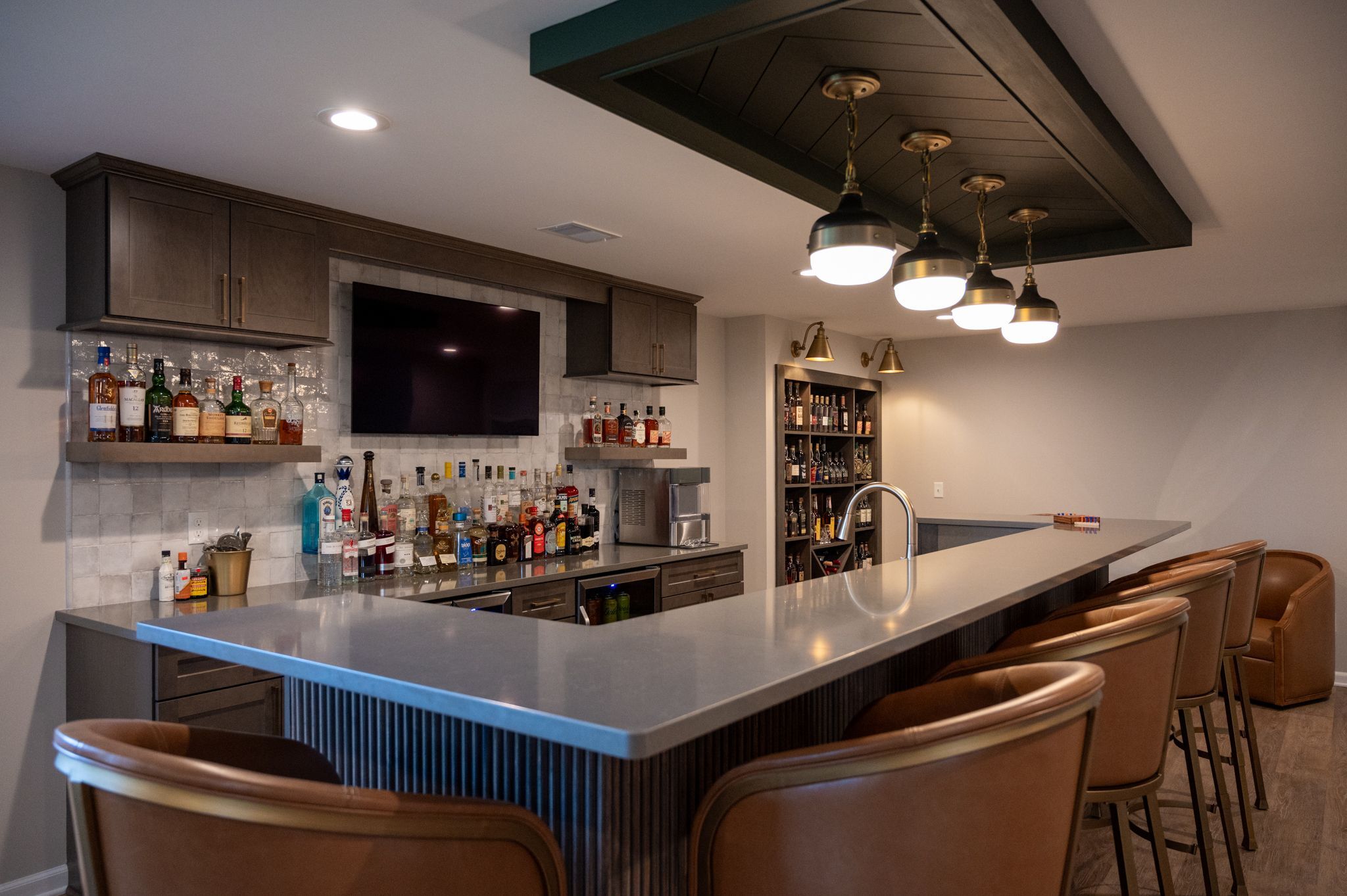 Finished Basement with Custom Bar, Jam Room, Home Gym in Oakland Twp., MI