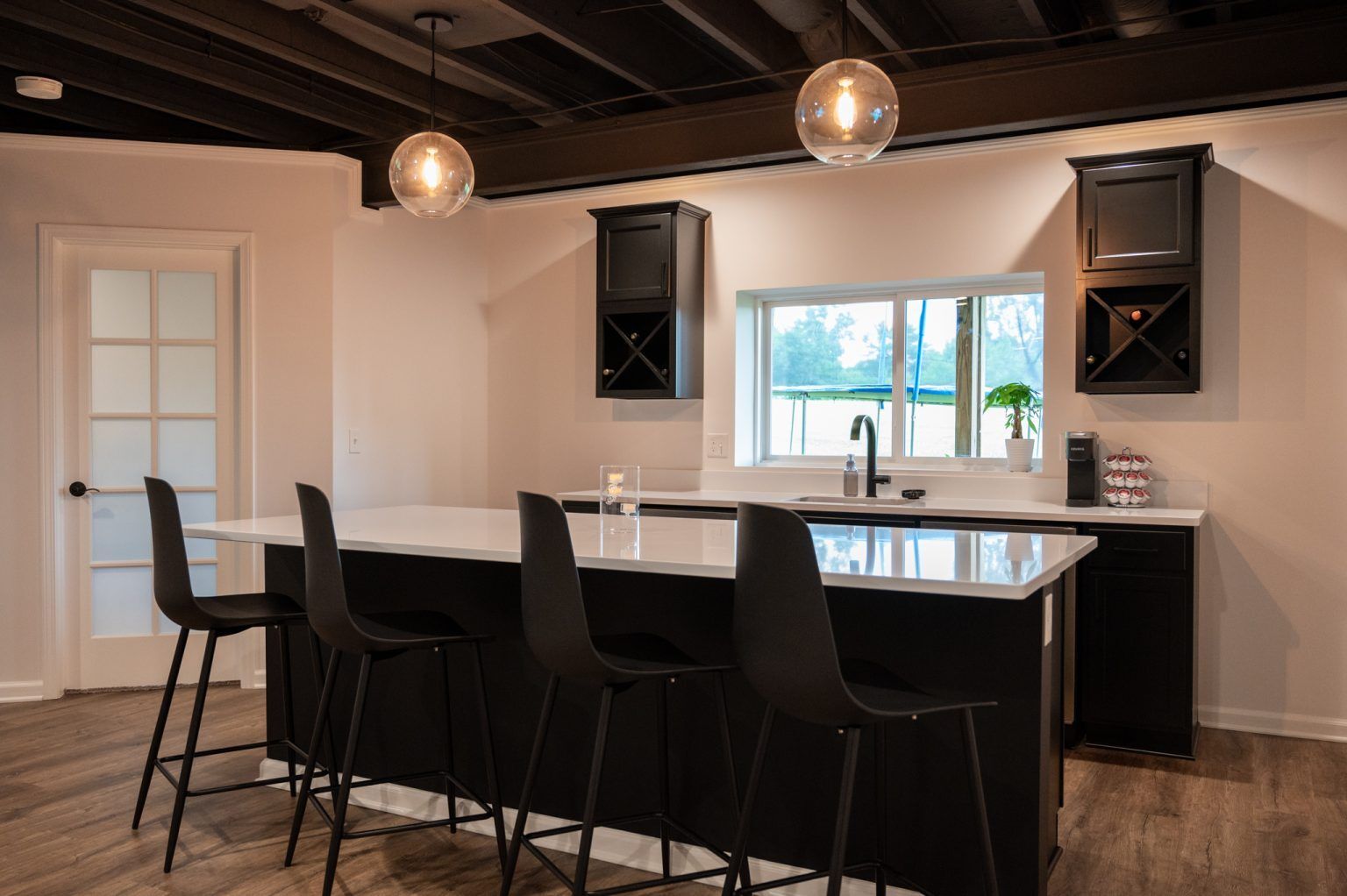 Finished Basement with Guest Room, Bathroom and Bar in New Hudson, MI