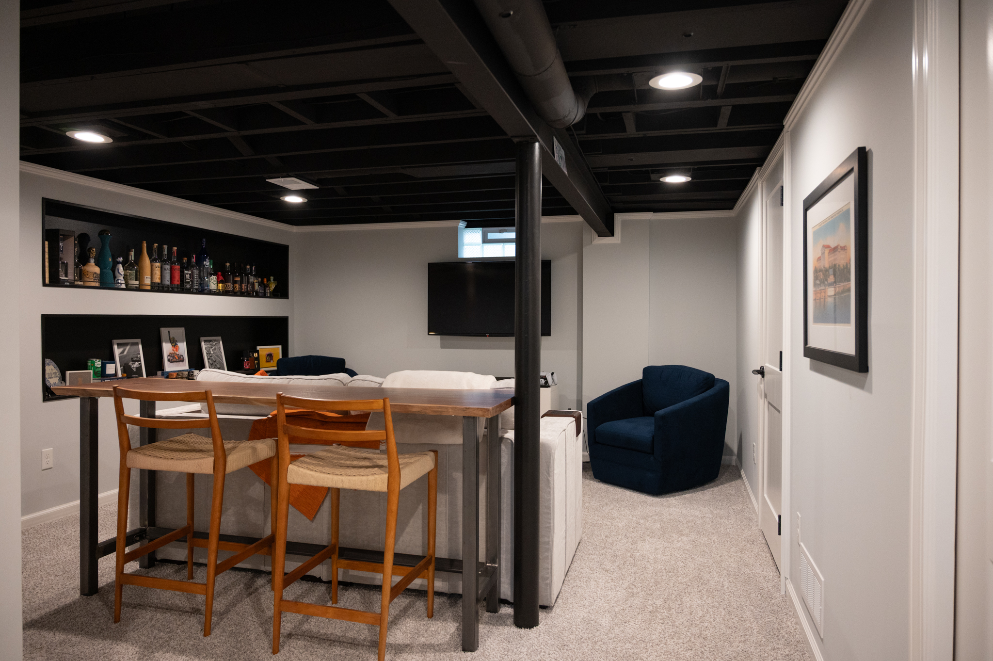 Finished Basement with Home Office and Laundry Room in Royal Oak, MI