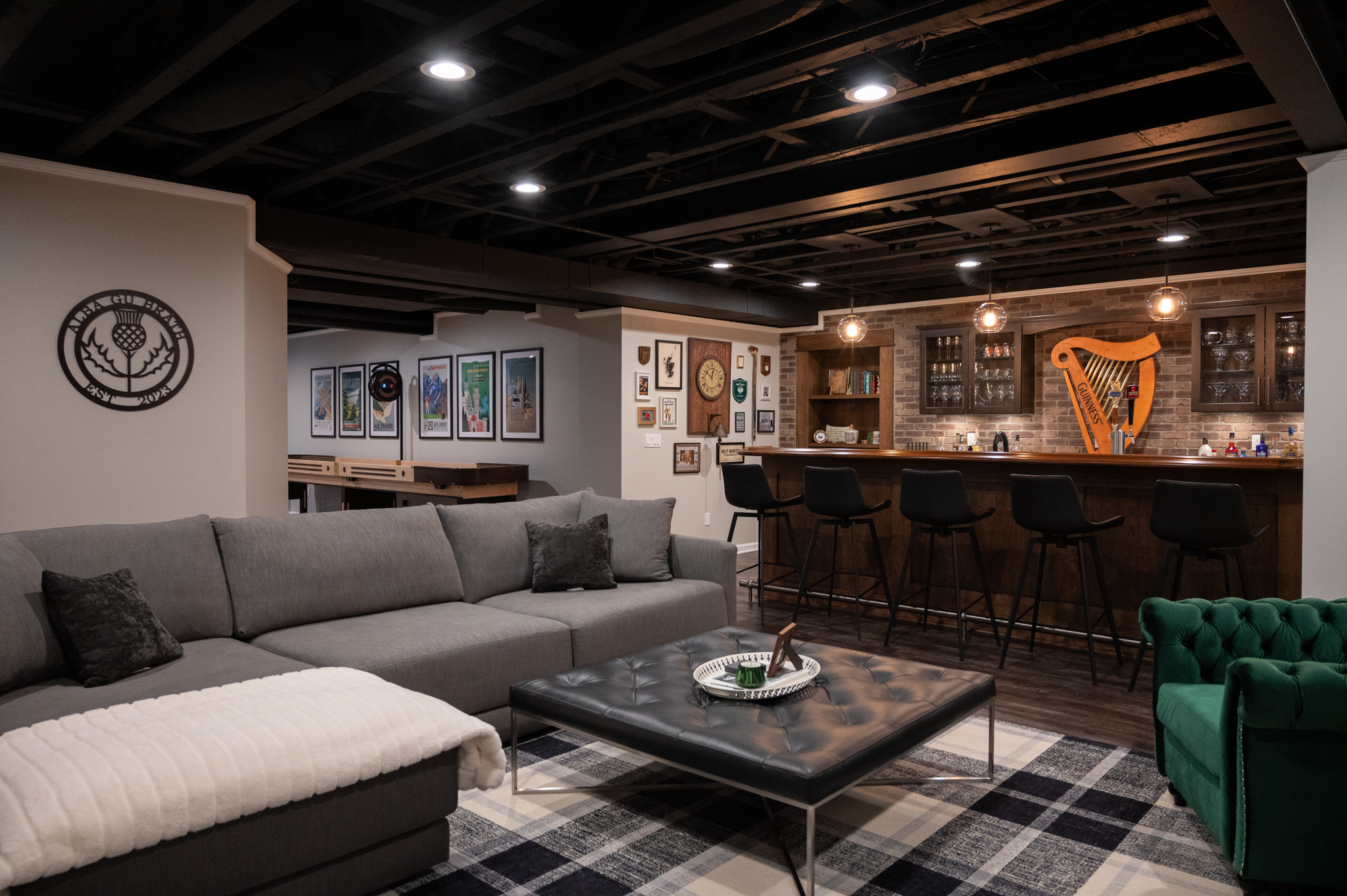Award Winning Basement with Irish Themed Bar, Gym, & Game Area in Canton, MI