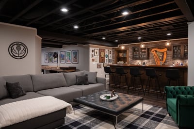 Award Winning Basement with Irish Themed Bar, Gym, & Game Area in Canton, MI