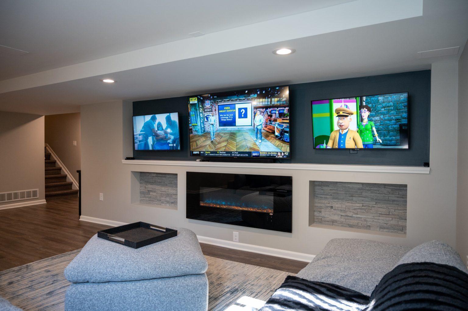 Finished Basement with Large Living Room, Bar Area and Full Bathroom in New Hudson, MI