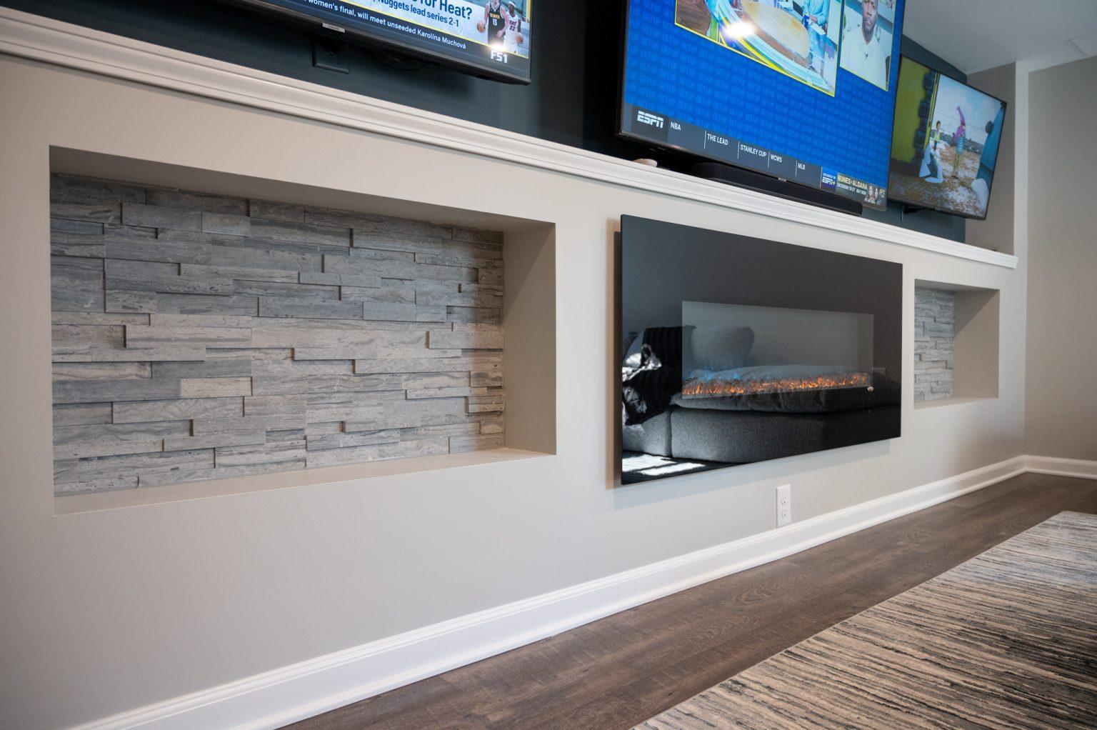 Finished Basement with Large Living Room, Bar Area and Full Bathroom in New Hudson, MI