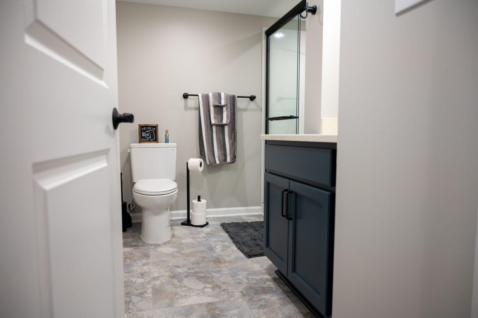 Finished Basement with Large Living Room, Bar Area and Full Bathroom in New Hudson, MI