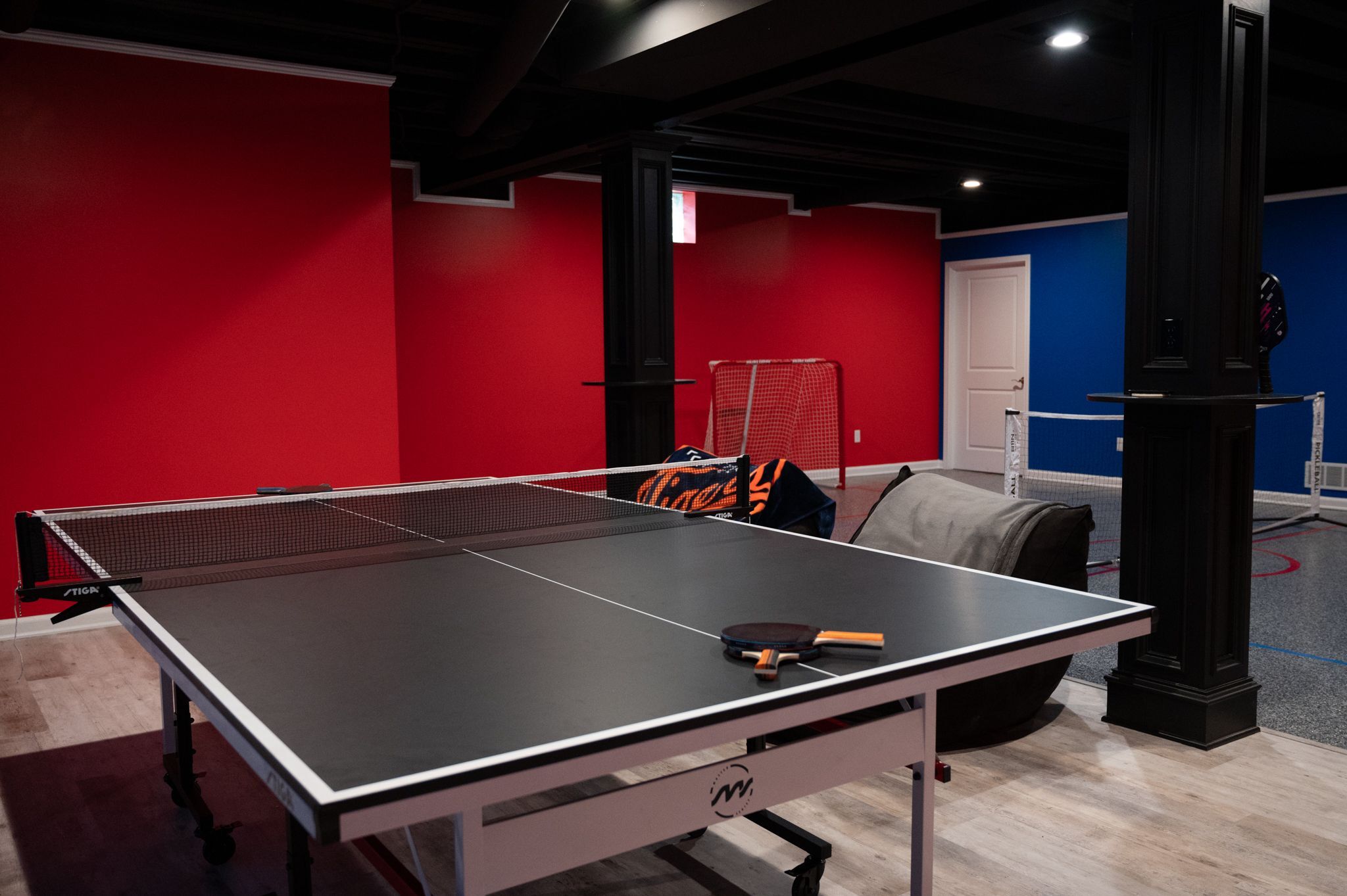 Finished Basement with Pickleball Court in Northville, MI