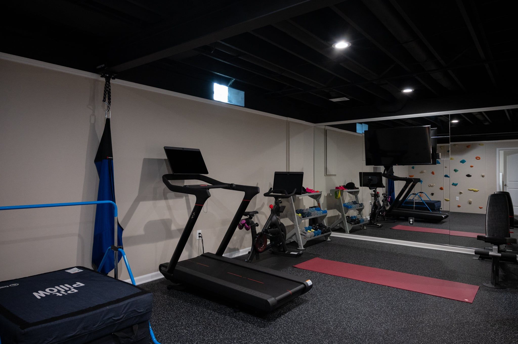 Finished Basement with Rockwall, Gym, Bathroom, Bedroom and Office in Troy, MI