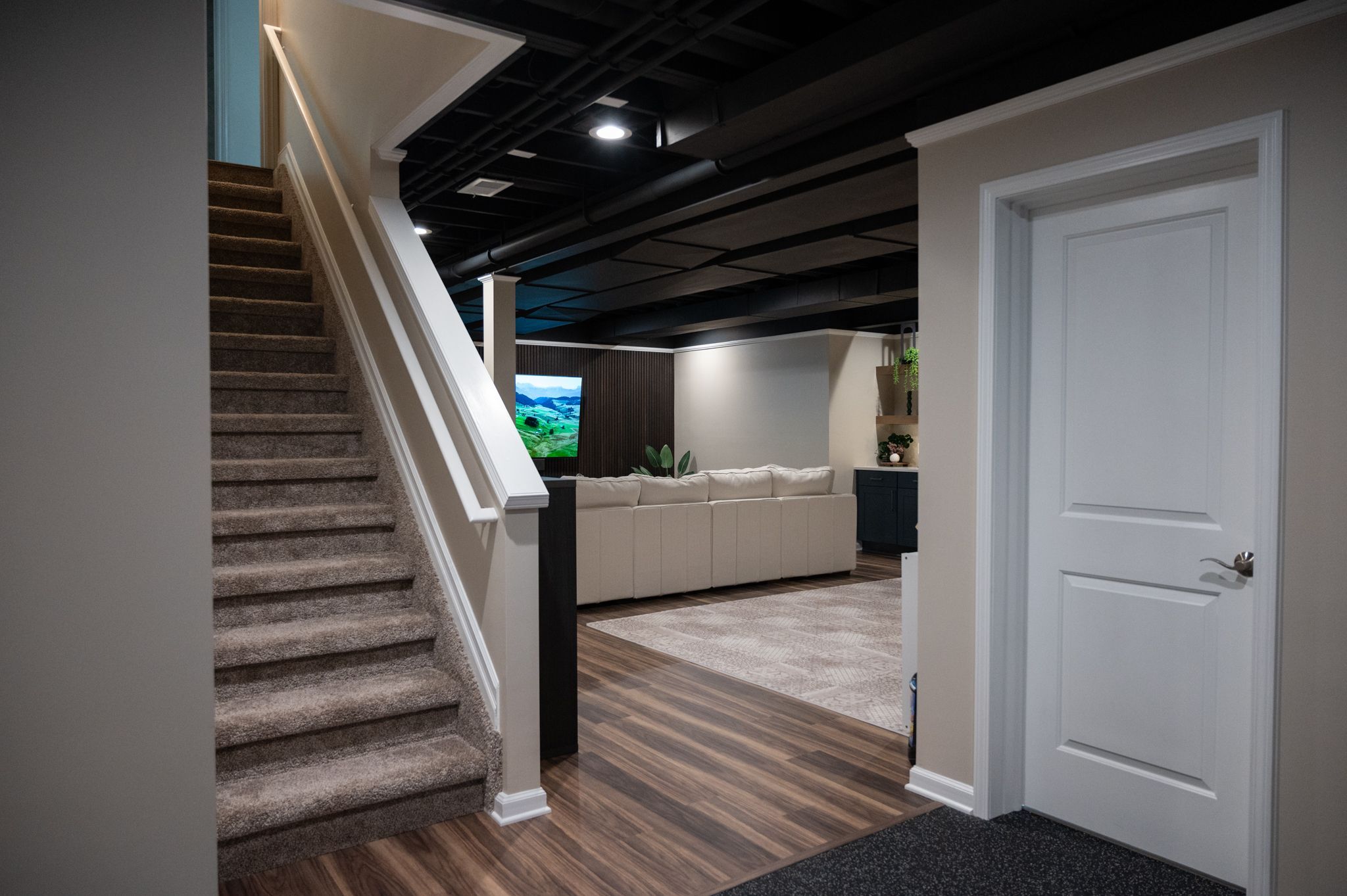 Finished Basement with Rockwall, Gym, Bathroom, Bedroom and Office in Troy, MI