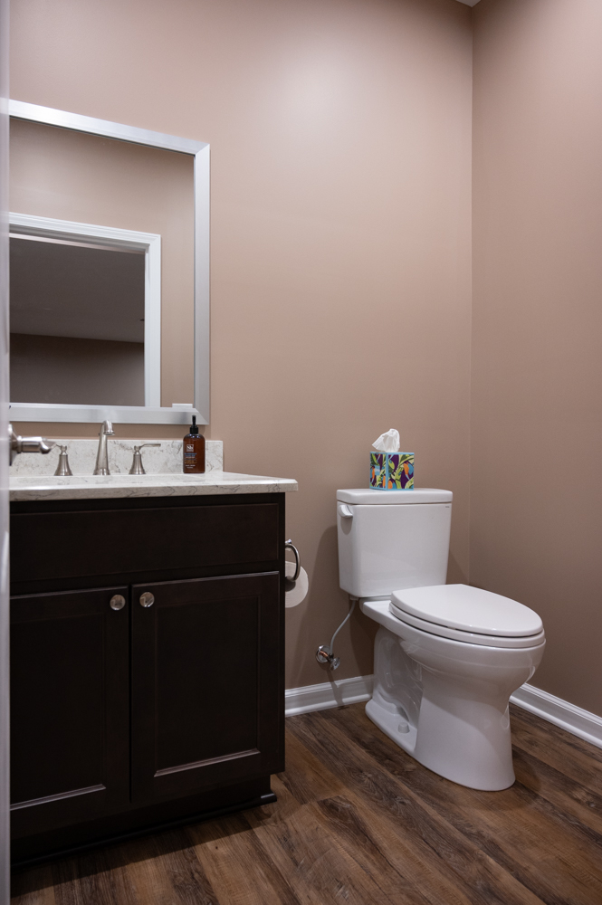 Finished Basement with Seated Bar and Bathroom in Rochester, MI
