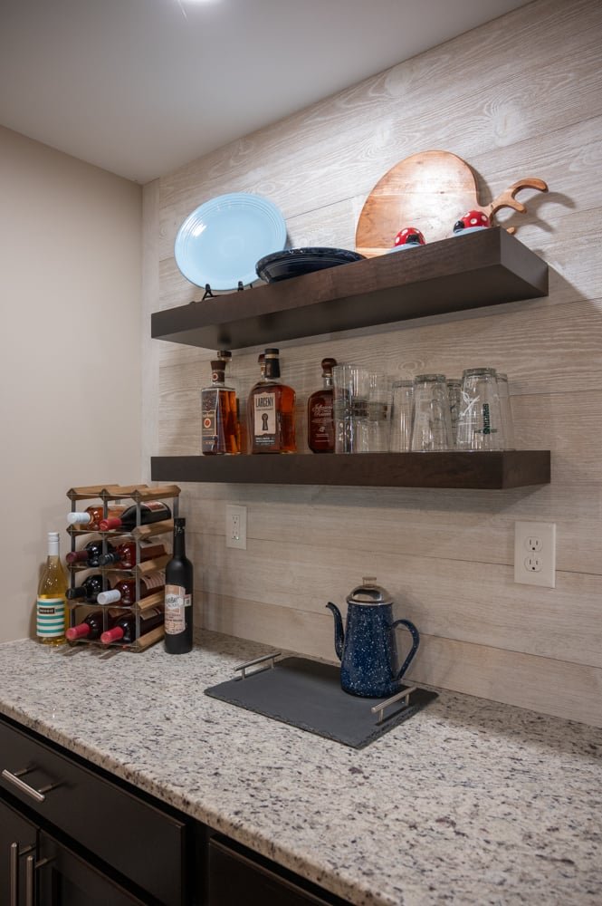 Finished Basement with Seated Bar, Home Gym and Bathroom in Rochester, MI