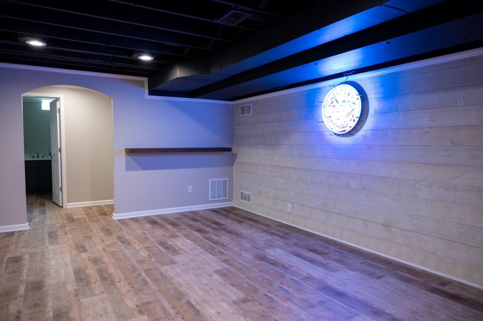 Finished Basement with Wet Bar, Home Gym and Large Entertainment Center in Oakland Twp.