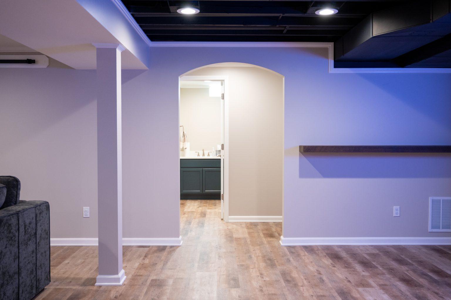 Finished Basement with Wet Bar, Home Gym and Large Entertainment Center in Oakland Twp.