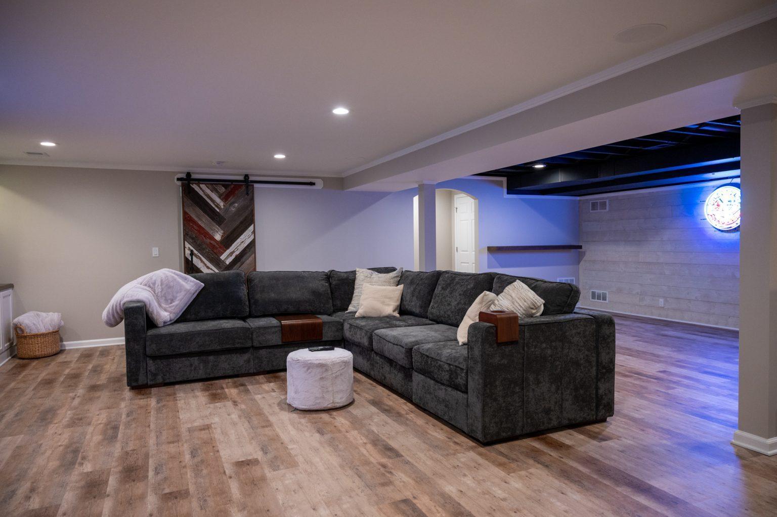 Finished Basement with Wet Bar, Home Gym and Large Entertainment Center in Oakland Twp.