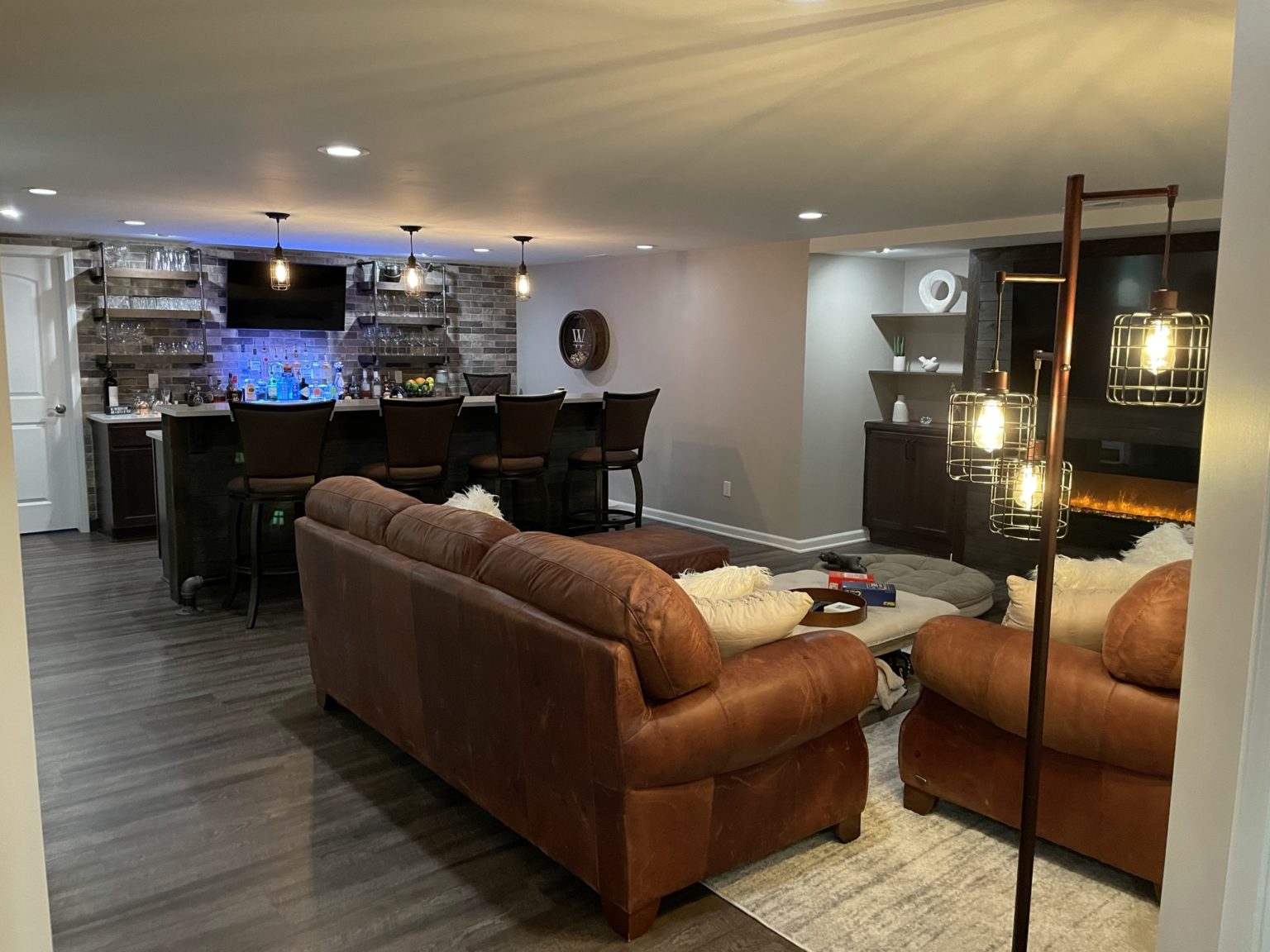 Finished Basement with Bar, Bathroom and Gym in Northville, MI