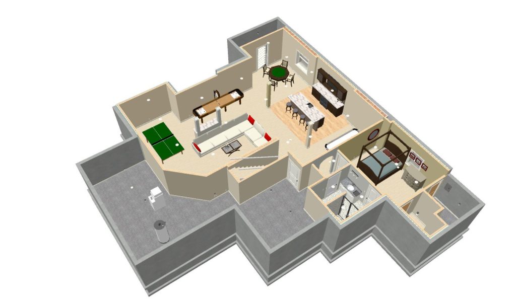 basement remodel 3d image floorplan layout