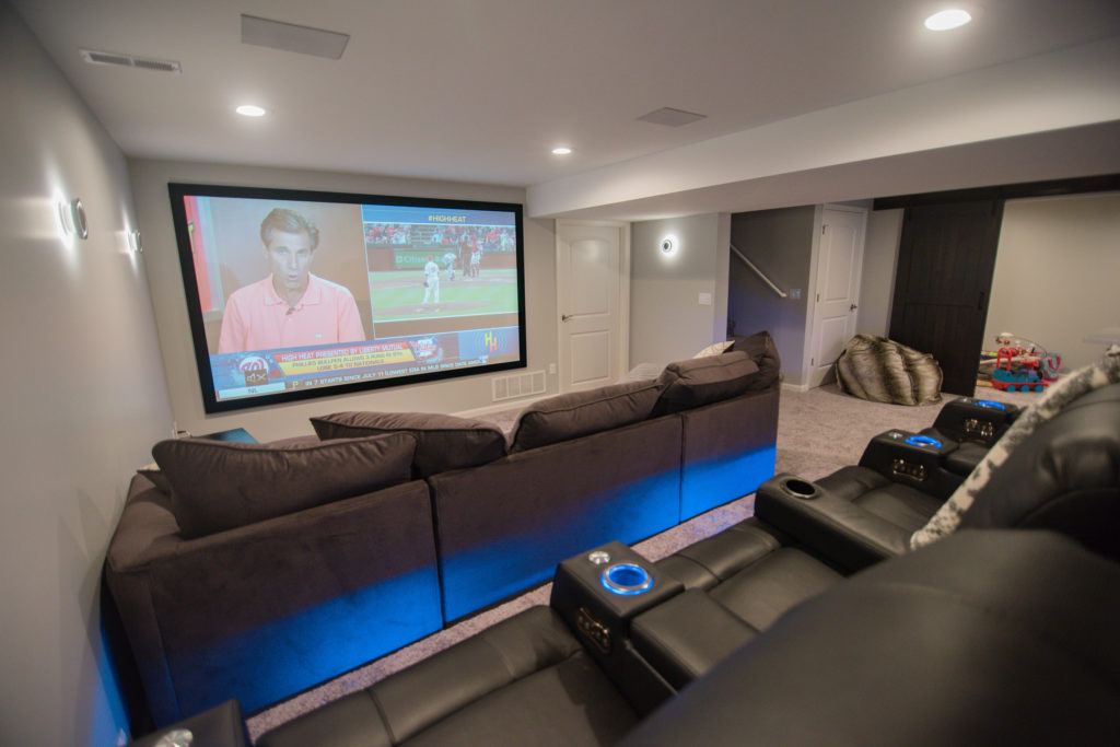 basement theater with platform seating