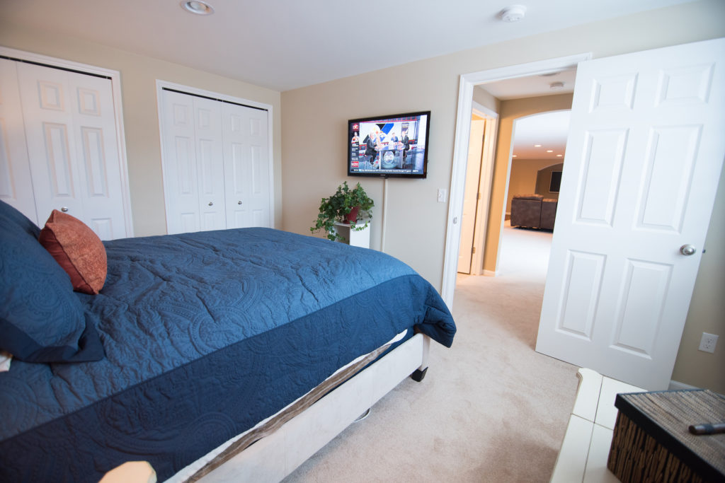 basement bedroom with closets
