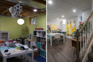 Berkley, MI finished basement with studio