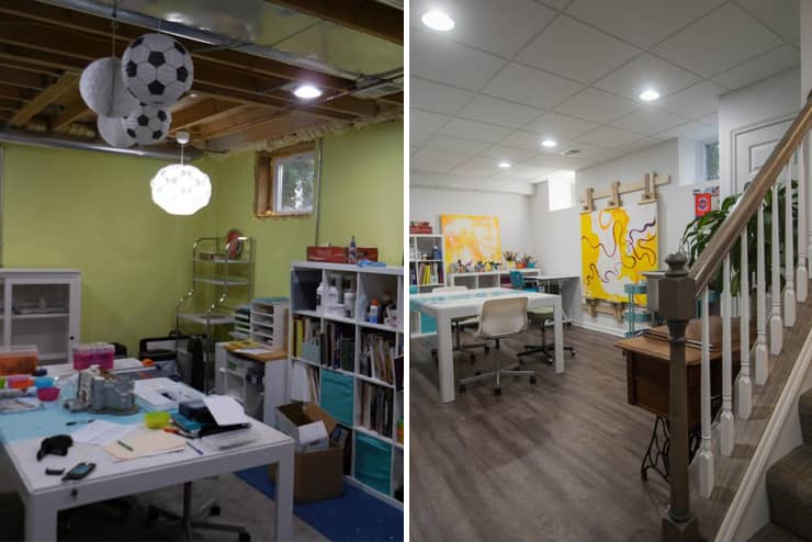 Berkley, MI finished basement with studio