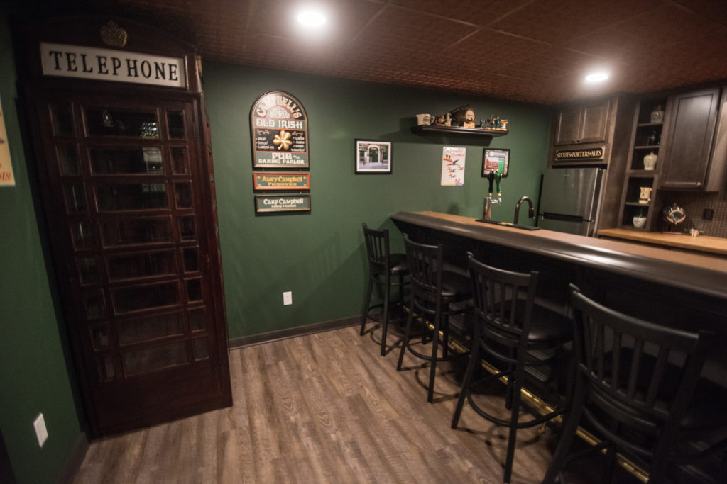 basement bar with pub style design