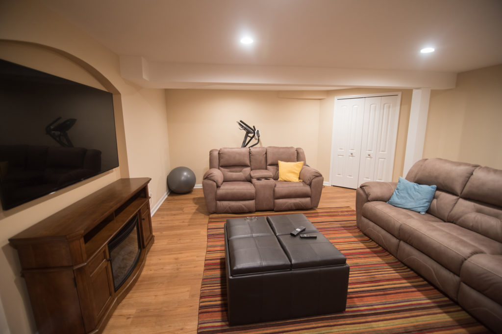basement living room in Clinton Township, MI