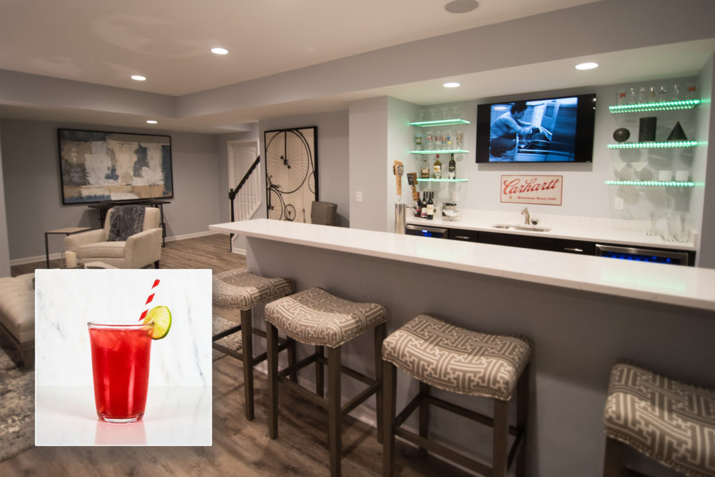 Novi, MI finished basement bar inspires the Sea Breeze