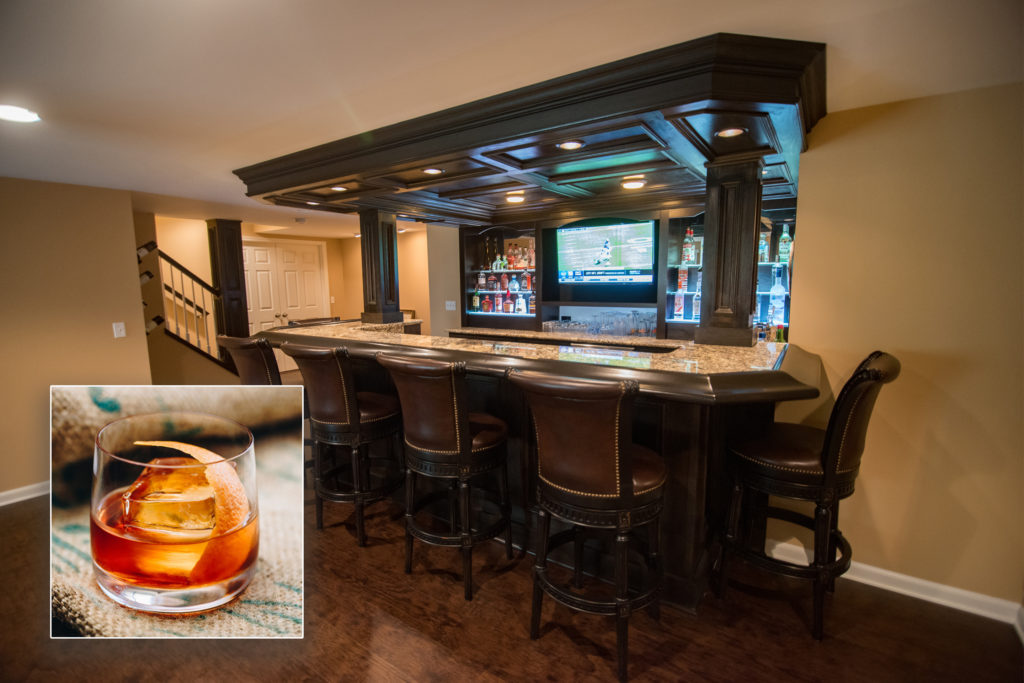 Novi, MI finished basement bar inspires Old Fashioned drink