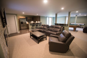 remodeled basement with open concept floor plan in Milford, MI