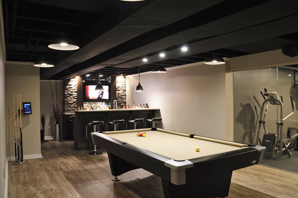 Black Painted Ceiling vs White Painted Ceiling - Finished Basements Plus