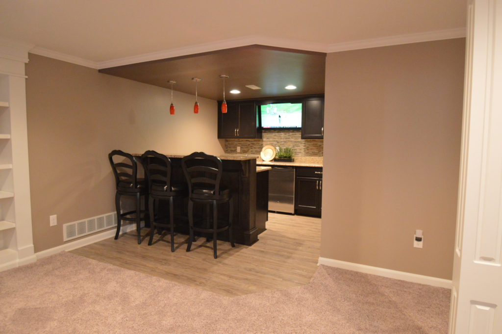 basement bar area into niche space
