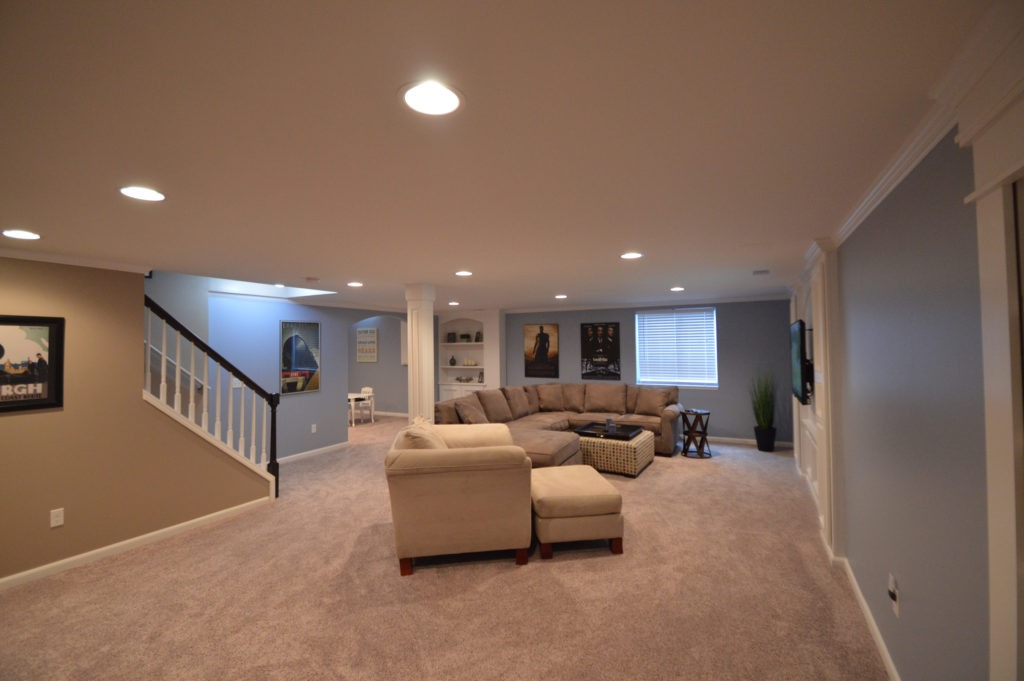 clean basement design for the whole family in troy