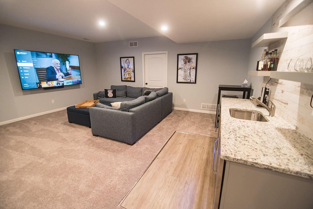 finished basement open floor plan design