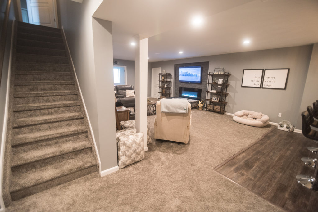 finished basement in south lyon, MI with large open living room