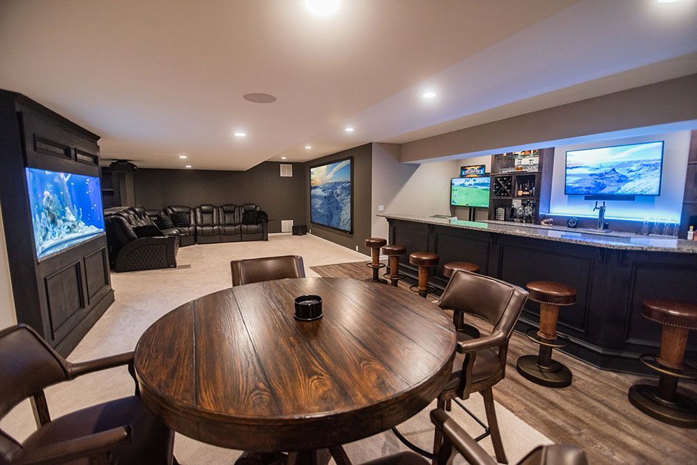 basement finishing novi fish tank custom bar