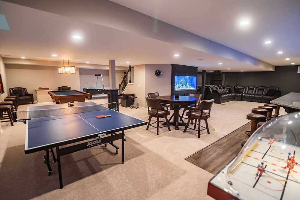 bright open gaming design basement finishing novi michigan