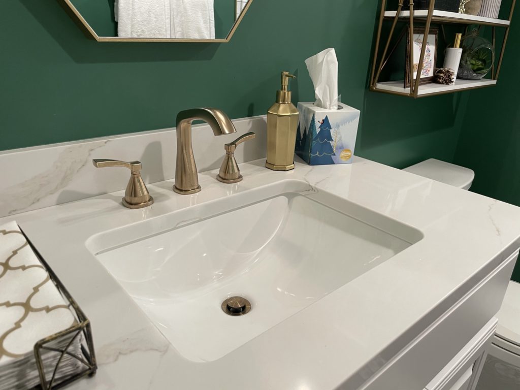 Northville, Michigan finished basement with modern bathroom