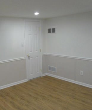 Repaired drywall in basement