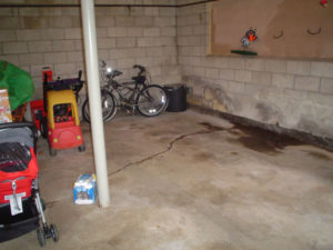 Crack in a basement floor