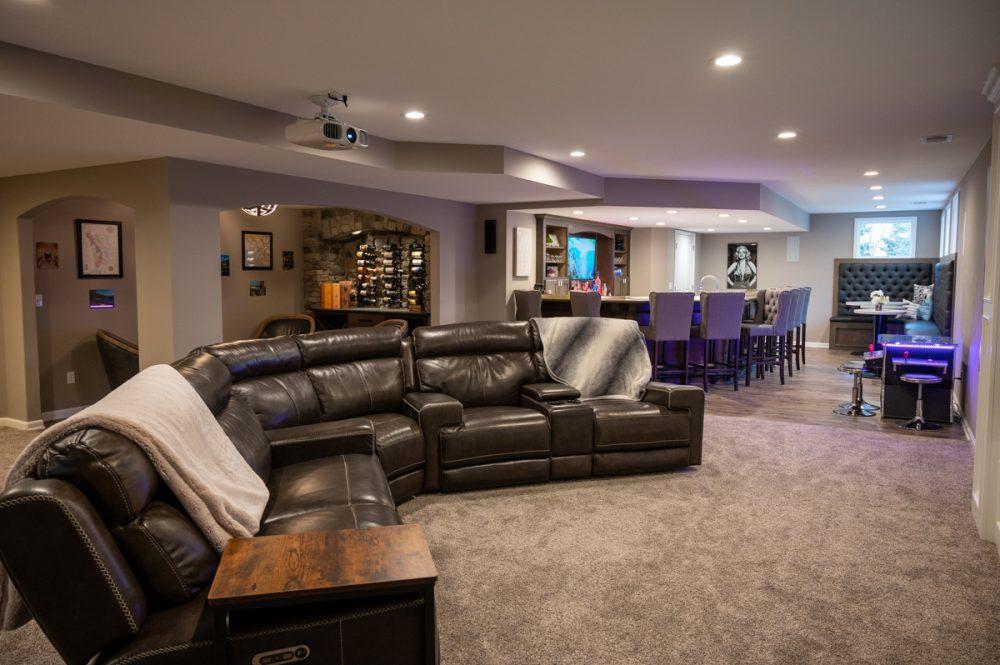 Finished Basement in Oakland Twp. with a Speakeasy Basements Plus