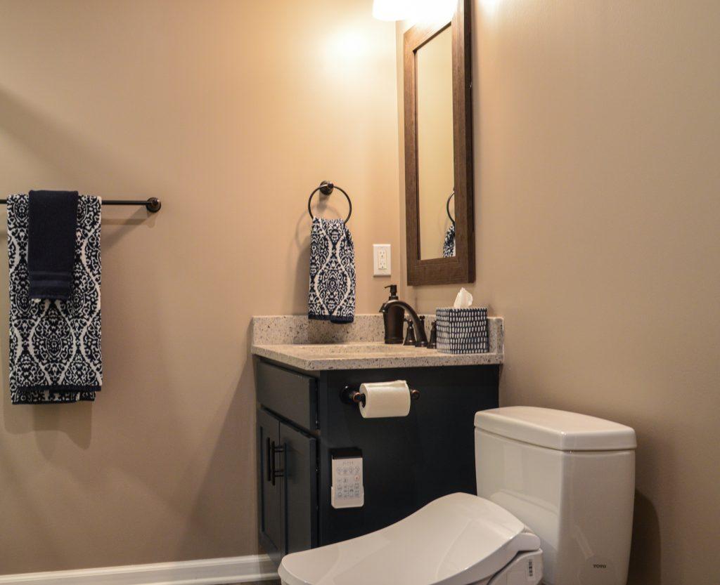 Finished basement bathroom vanity in Berkley, Michigan