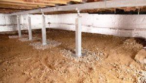 view of foundation repair system with steel beams