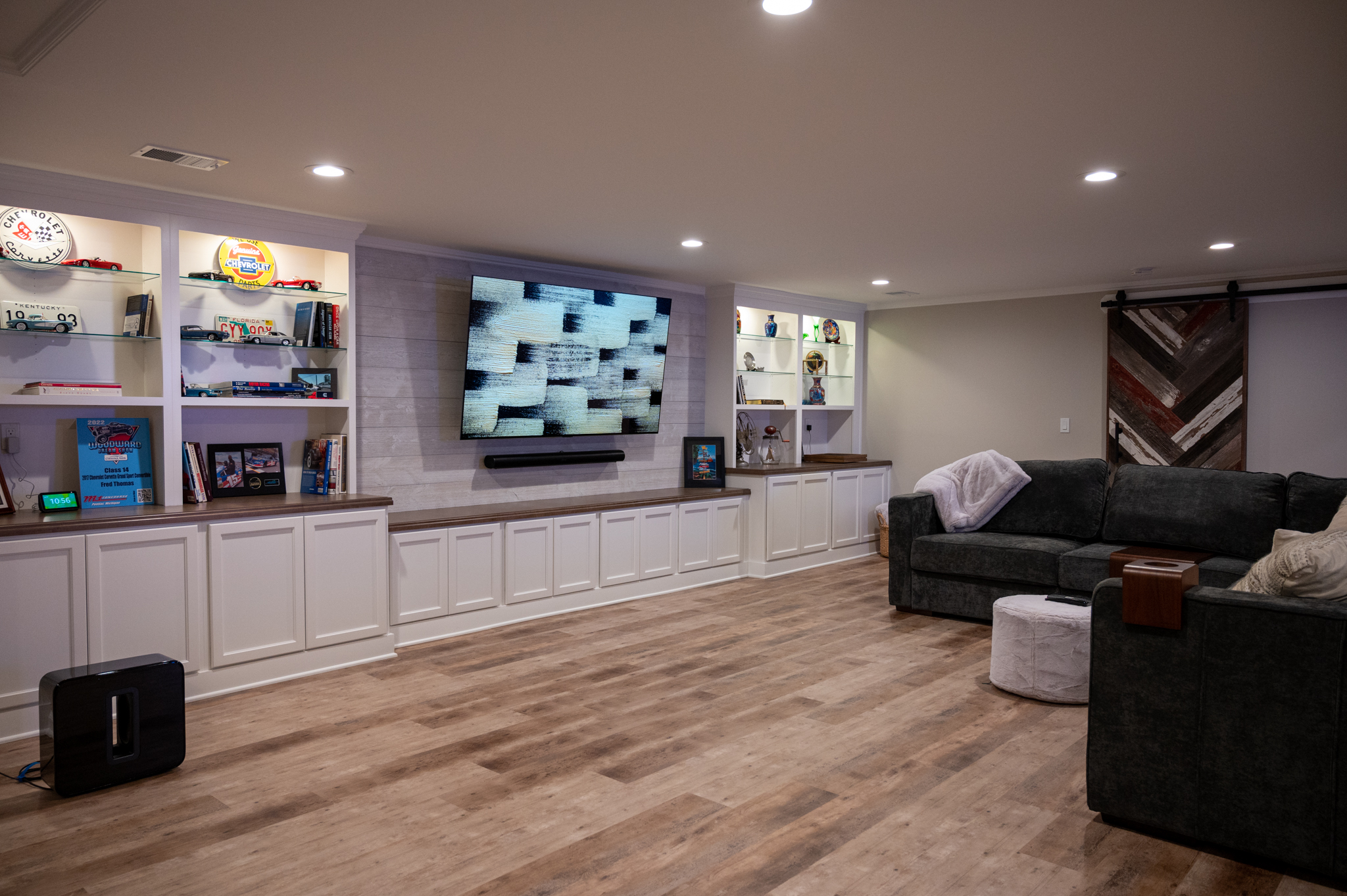 Finished Basement with Wet Bar, Home Gym and Large Entertainment Center